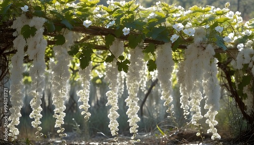 Delicate White Ramping Fumitory Blooms in the Scenic Pinios Delta of Greece photo