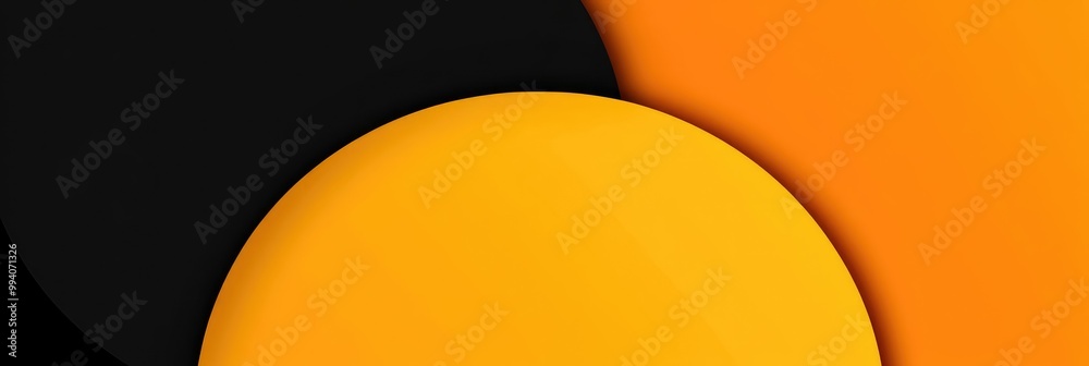 Abstract background with orange and black curved shapes. Panorama, panoramic banner Abstract background with orange and black curved shapes. Panorama, panoramic banner