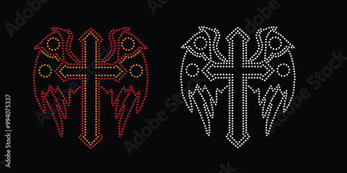 Angel wings crystal iron Rhinestone template design. Beauty for unique modern butterfly digital Rhinestone template.