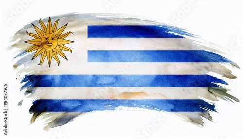 水彩画のウルグアイの国旗(Watercolor Uruguay flag.)
 photo