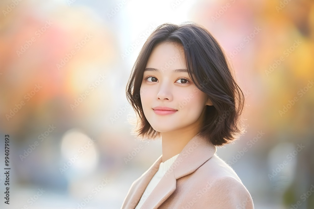 Fototapeta premium Thoughtful Professional Female Model in Vibrant Abstract Portrait