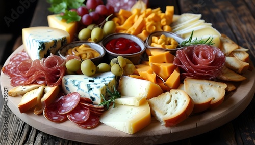 Savory Brettljausn featuring a tempting array of cured meats and cheeses for a delightful snack experience photo