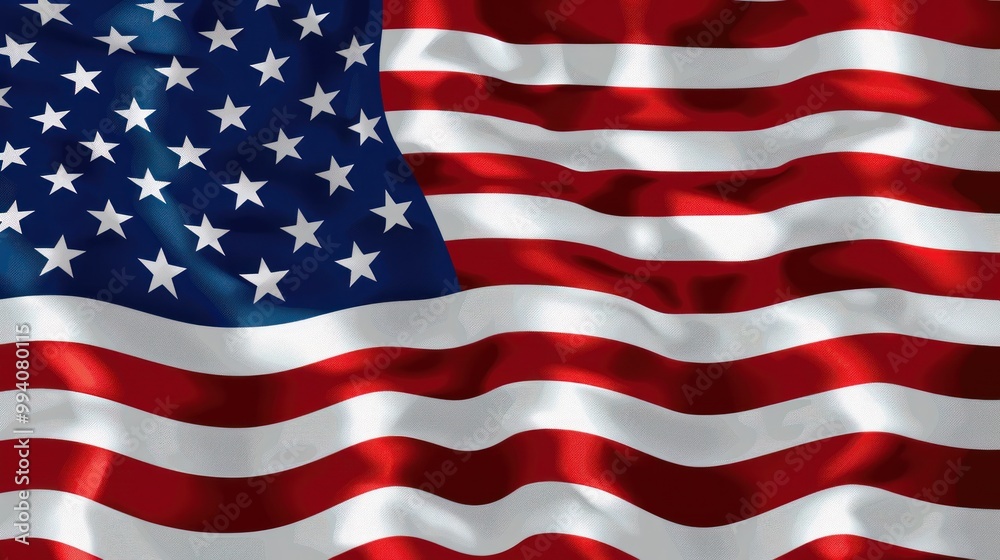 Fototapeta premium American flag waving with stars and stripes pattern, patriotic symbol.