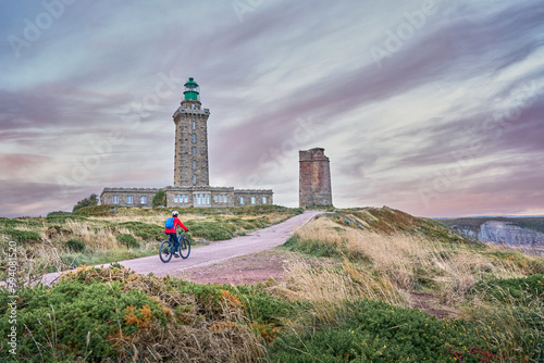 nice senior woman cycling w...