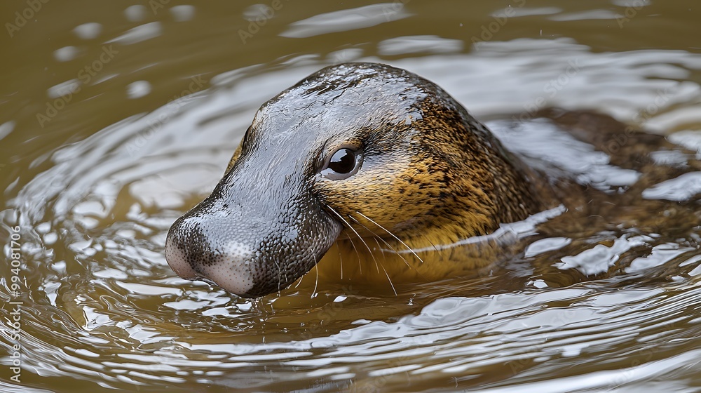 Fototapeta premium Close-up of a unique animal swimming in calm water.