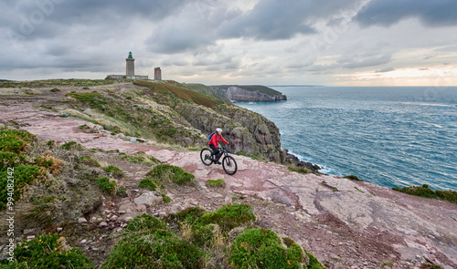 nice senior woman cycling w...