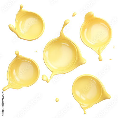 Dynamic Yellow Liquid Splashes on a transparent background photo