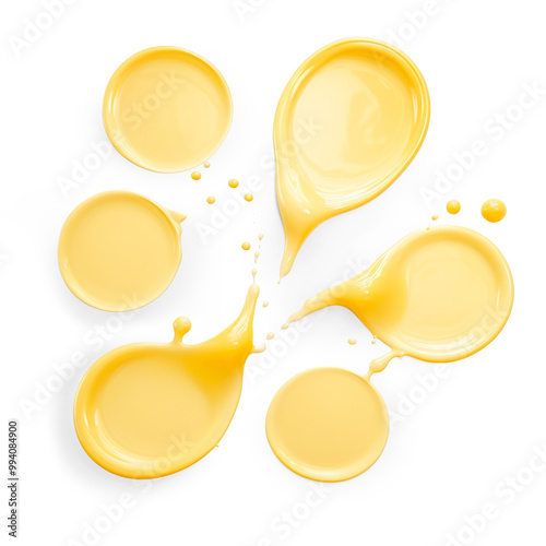 Dynamic Yellow Liquid Splashes on a transparent background photo