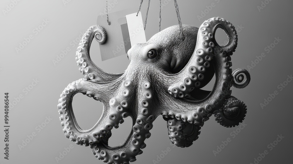 Obraz premium Octopus Wraps Its Tentacles Around Object for Artful Effect