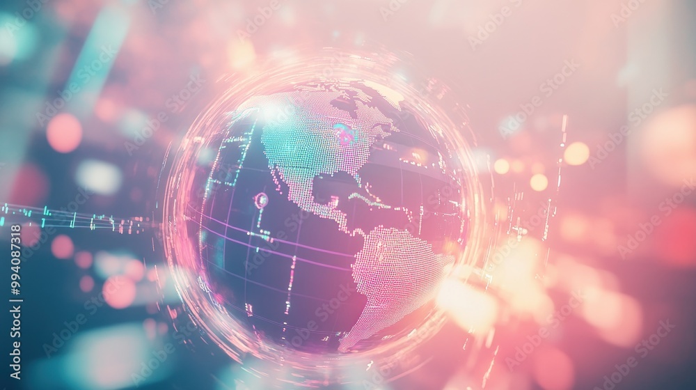 Fototapeta premium A digital representation of Earth, showcasing global connectivity and technology.