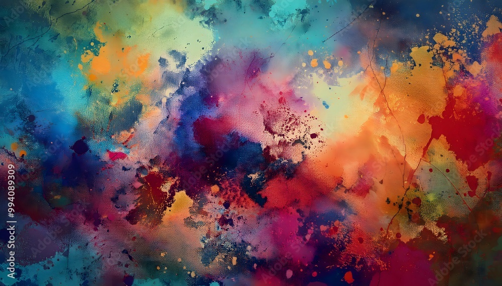 A grunge-styled background featuring a mix of distressed textures, faded colors, and splatters of paint or ink A grunge-styled background featuring a mix of distressed textures, faded colors, and splatters of paint or ink