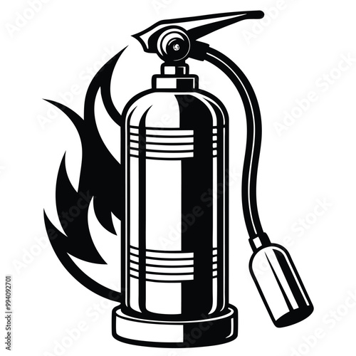 Fire extinguisher vector silhouette line art style