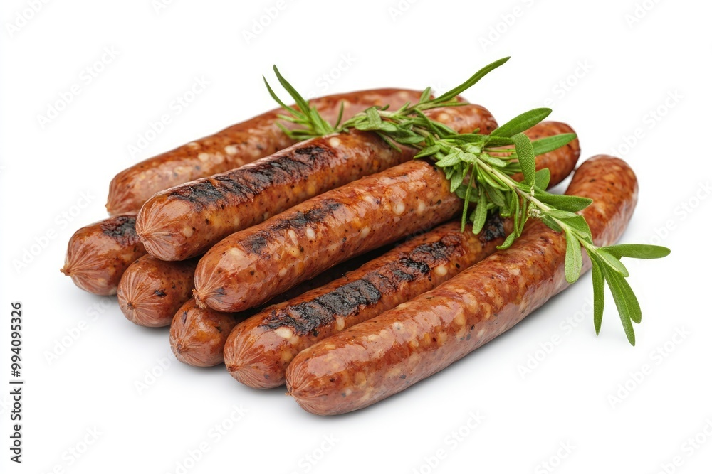 Fresh boiled sausages isolated on white background Fresh boiled sausages isolated on white background