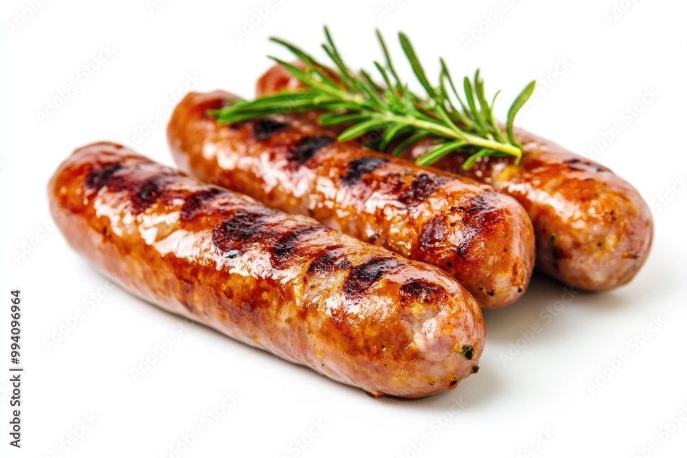 grilled pork sausages isolated on white background grilled pork sausages isolated on white background