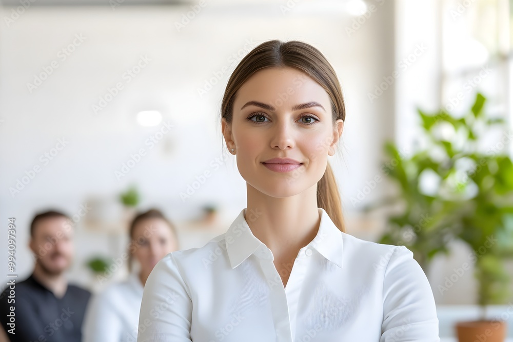Confident and Smiling Business Woman Portrait in a Modern Corporate Office Setting. Portrayal of a Successful Female Professional,Executive,or Entrepreneur in a Business Environment. Confident and Smiling Business Woman Portrait in a Modern Corporate Office Setting. Portrayal of a Successful Female Professional,Executive,or Entrepreneur in a Business Environment.