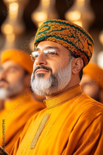 Sufi Qawwali Performance in Traditional Attire Celebrating the Birth of Prophet Muhammad photo