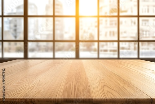 Empty modern workspace with a blend of clean lines and warm wooden accents  Ideal for advertising brochures banners and other business promotional materials