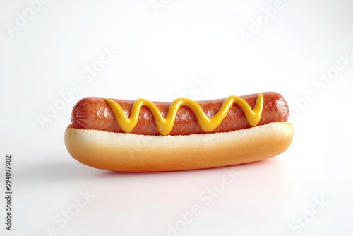 Hot dog sausage on white background  full depth of field. photo