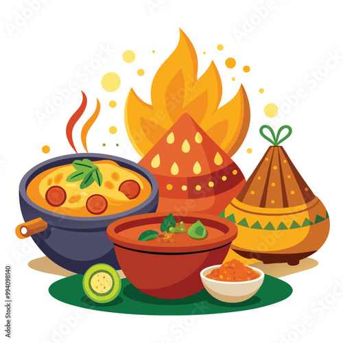 Food nan balti vector illustration