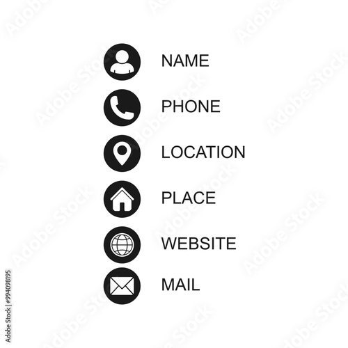 Business card icon set, contact information icon, Vector illustration.