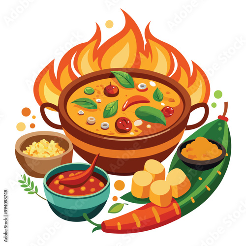 Food nan balti vector illustration