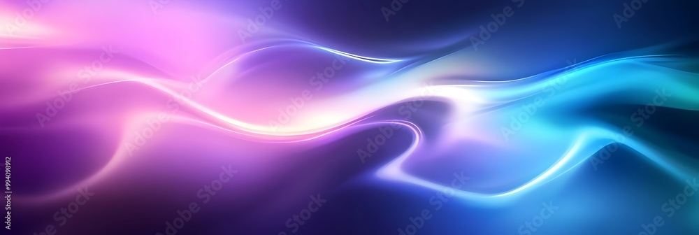 Fototapeta premium Mesmerizing blurred gradient waves of vibrant purple and teal hues create a captivating and futuristic digital background The fluid motion and dynamic curves evoke a sense of energy movement