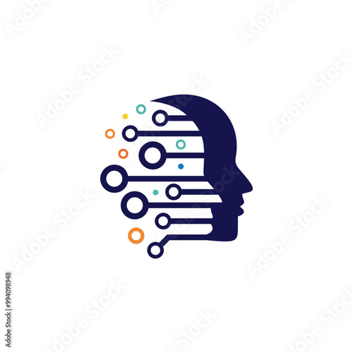 Modern human head technology logo design