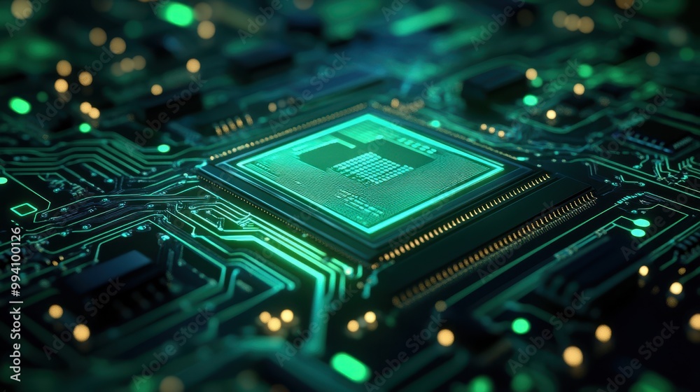 The Circuit Board and Microchip. The Circuit Board and Microchip.
