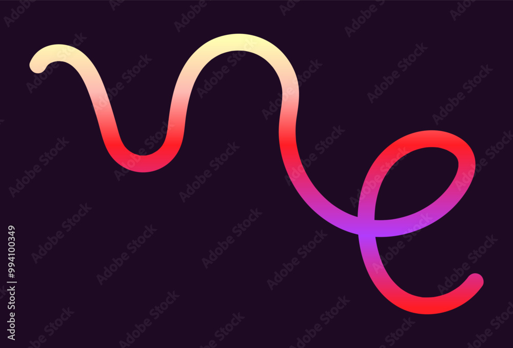 Neon Color Gradient squiggle lines. Scribble stripe with wavy elements. Abstract organic dynamic colorful Sshapes on dark background. Neon Color Gradient squiggle lines. Scribble stripe with wavy elements. Abstract organic dynamic colorful Sshapes on dark background.