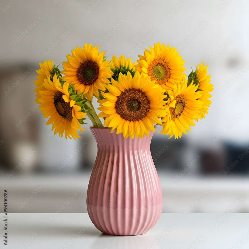 Sunflowers in a Pink Vase - Brighten Your Home Decor Sunflowers in a Pink Vase - Brighten Your Home Decor