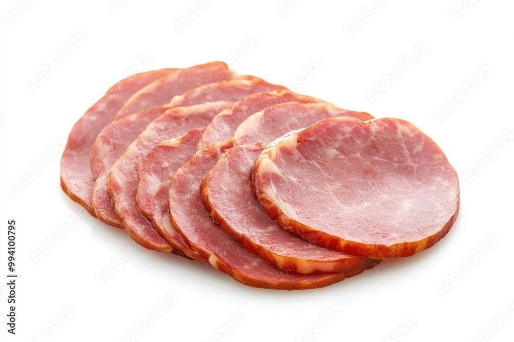 Sliced boiled pork sausage boiled ham isolated on white background. Sliced boiled pork sausage boiled ham isolated on white background.