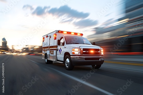 Speeding Ambulance Rushing to Provide Emergency Medical Assistance in the City