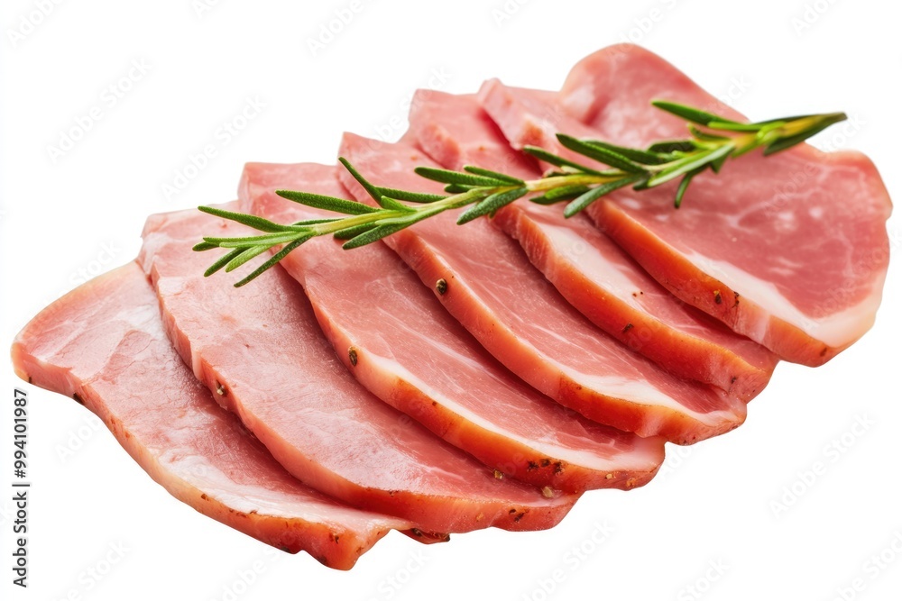 Obraz premium slices of ham isolated on a white background