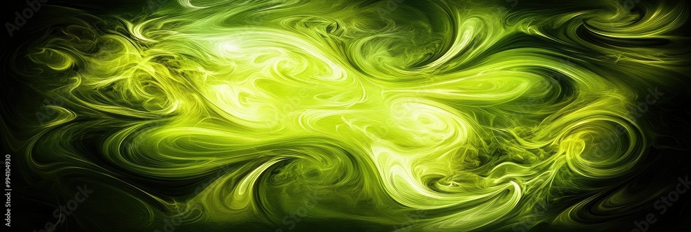 Swirling green energy abstract background banner panorama
