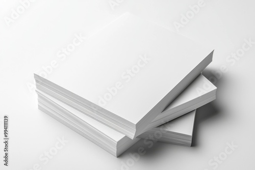 Blank A4 Stacked Paper Mockup isolated created with Generative AI