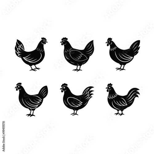 Hen generative AI vector and line art design, perfect for farm-themed creative projects