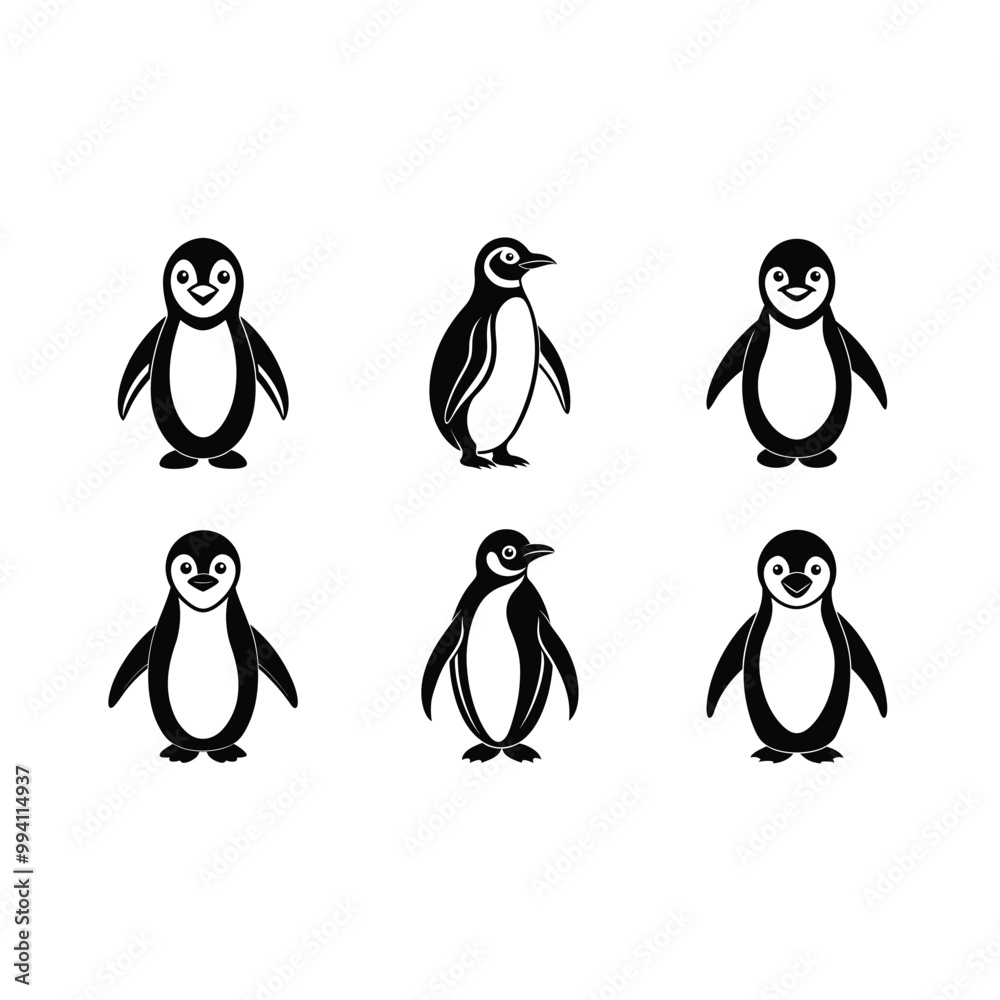 Obraz premium Penguin on white background, instant Digital Download. Illustration for prints on bags, posters