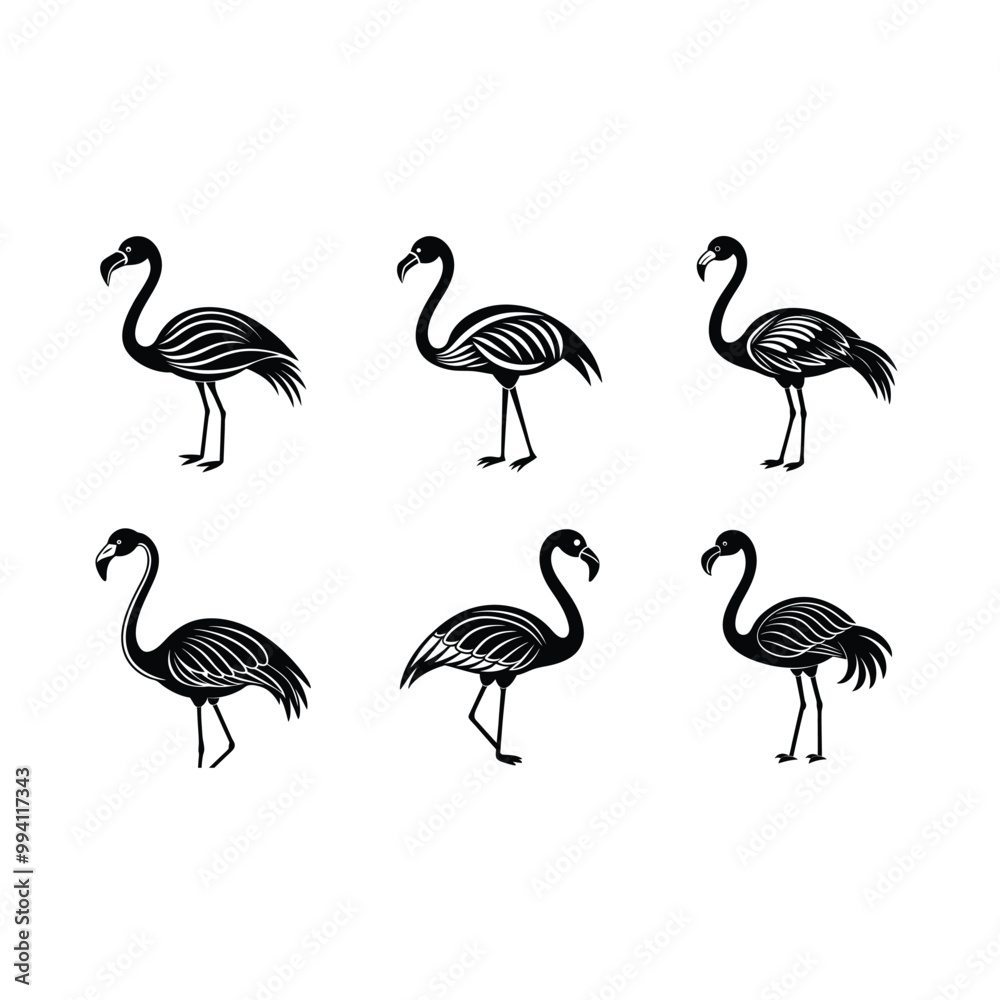 Obraz premium flamingo on white background, instant Digital Download. Illustration for prints on bags, posters