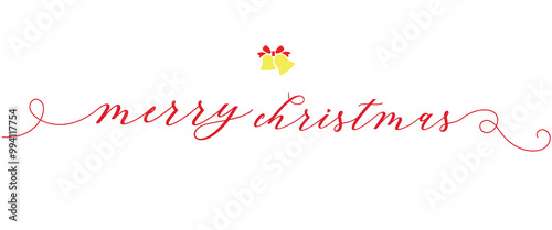 merry christmas greeting calligraphy  card , isolated vector illustration, hand drawn calligraphy on a white background