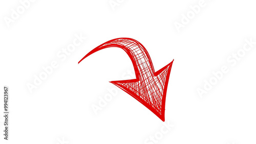 Thick Red Hand-Drawn Arrow Moving Upwards
