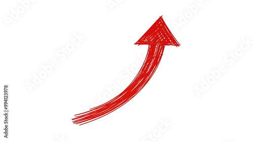 Crisp Red Line Arrow Pointing Up, Hand-Drawn