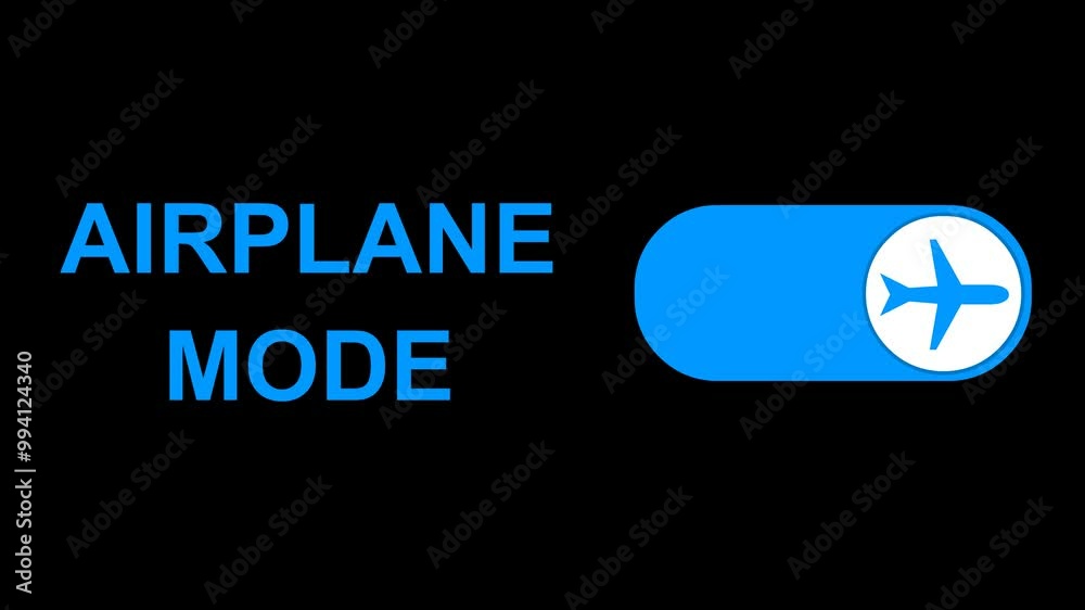 video animation icon button airplane device, on a transparent background with alpha channel at zero