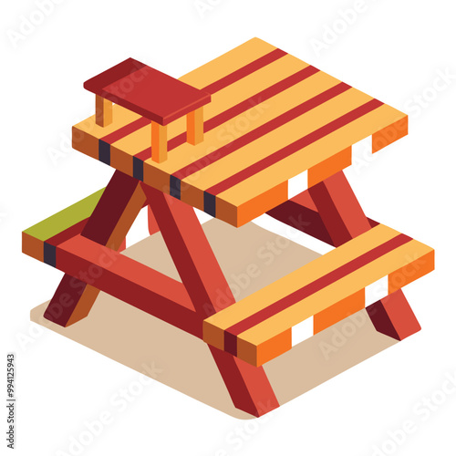 Picnic table vector illustration isolated on a white background