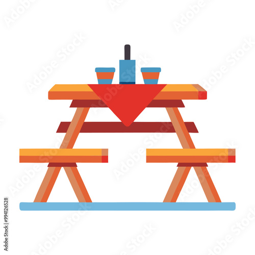 Picnic table vector illustration isolated on a white background