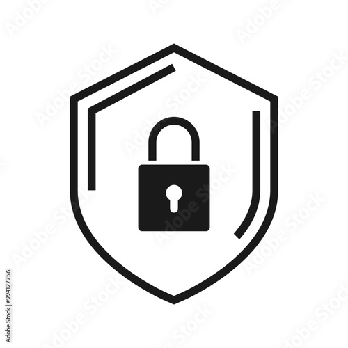 security shield icon, security shields logotypes with padlock. Security shield symbols. Vector illustration. color editable