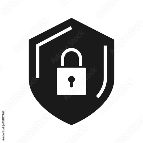 security shield icon, security shields logotypes with padlock. Security shield symbols. Vector illustration. color editable