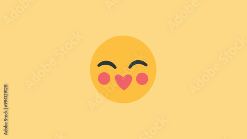 Kissing Face Emoticon Vector with Heart Shape | Flat Design Emoji for Social Media, Messaging, and Digital Communication