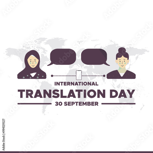 International Translation Day, 30 September, International Translation Day social media template, stock illustration, vector file. Translation Day greeting card, banner, ads.