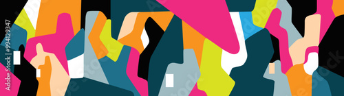 People futuristic abstract silhouettes social issues multicolor vector background