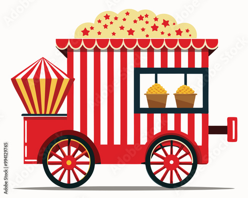 Popcorn food car vector illustration isolated on a white background